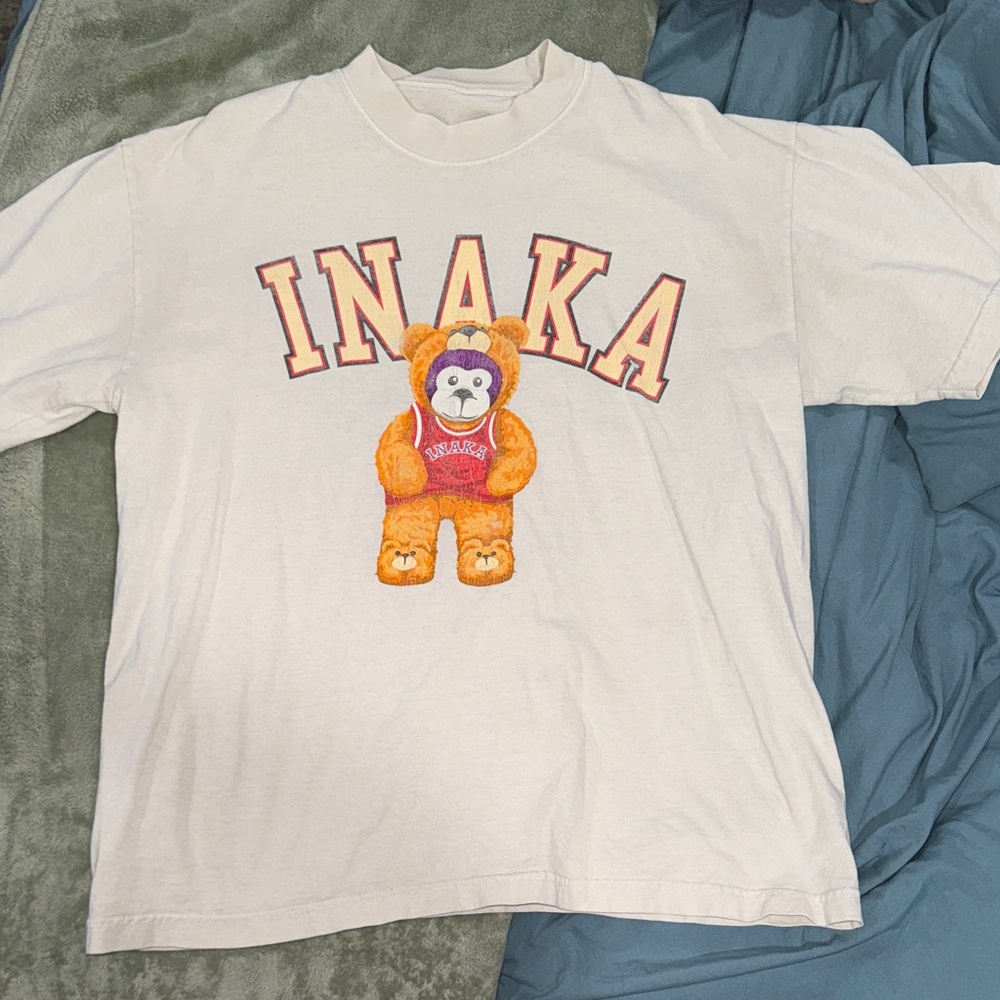 Inaka Power Kids T-Shirt with Bear Graphic - White and Orange